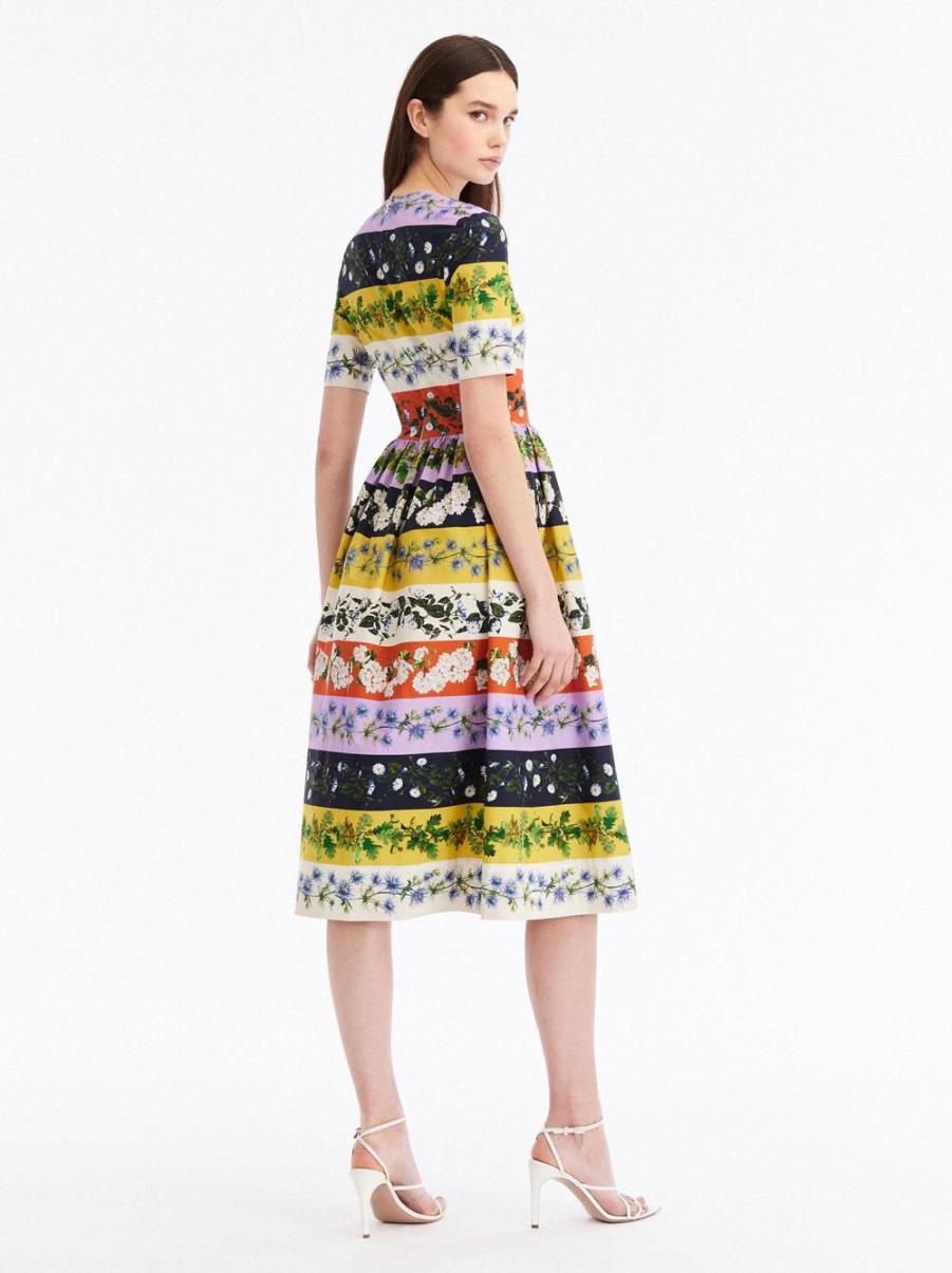 Dresses Oscar De La Renta Botanical Stripe Cotton Poplin Dress Women - 2