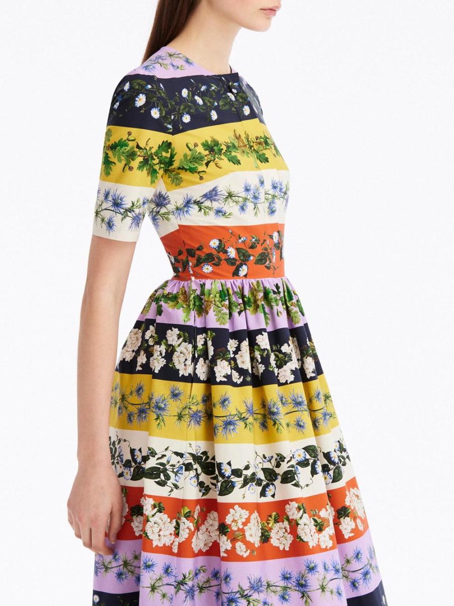 Dresses Oscar De La Renta Botanical Stripe Cotton Poplin Dress Women - 3