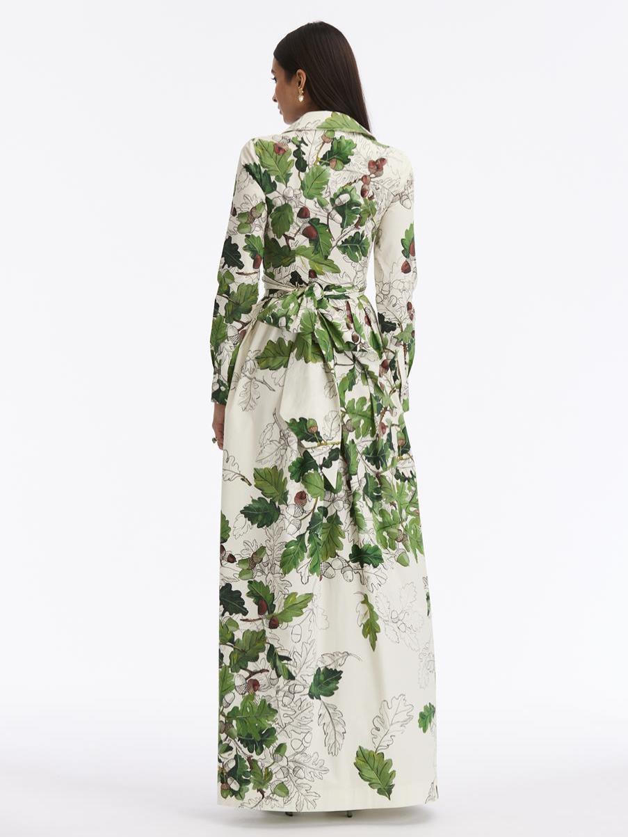 Sketched Acorn Cotton Poplin Maxi Dress Oscar De La Renta Dresses Women - 2