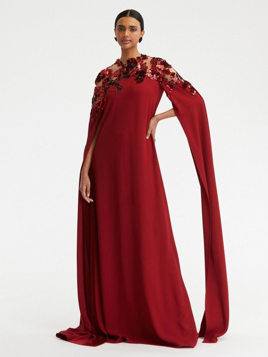 Illusion Neck Sequin Embroidered Caftan Women Gowns & Caftans Oscar De La Renta - 1