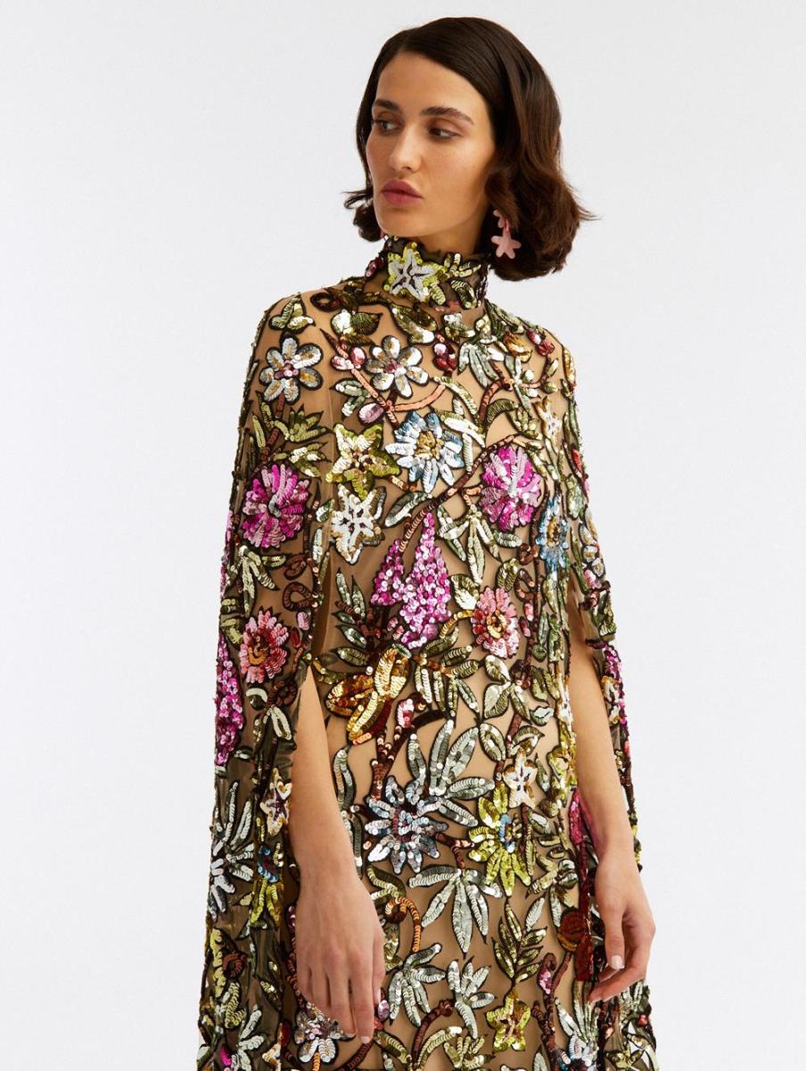 Gowns & Caftans Multicolor Floral Sequin Embroidered Caftan Oscar De La Renta Women - 3