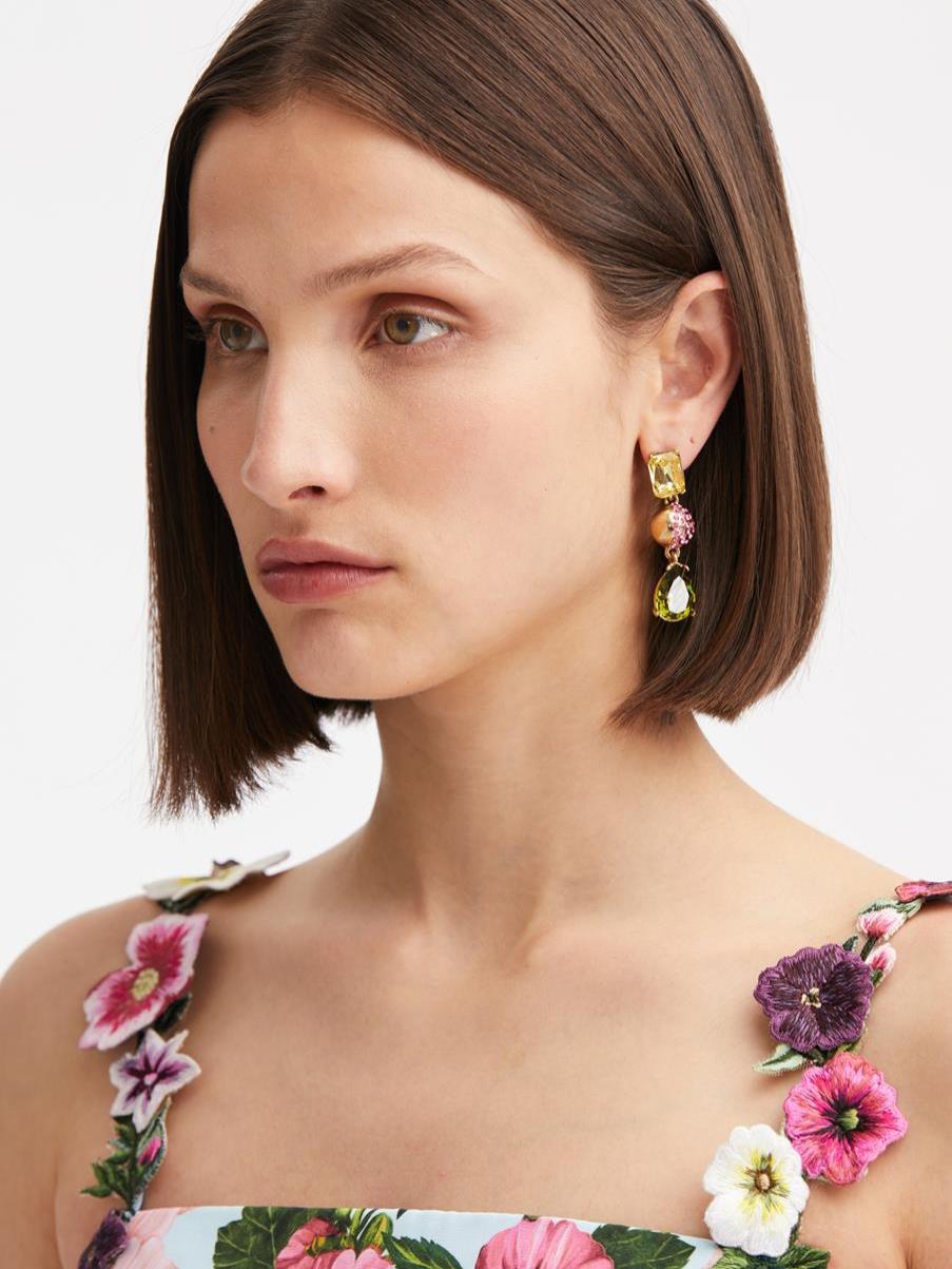 Earrings Oscar De La Renta Half Pave Crystal Chandelier Earrings Women - 2