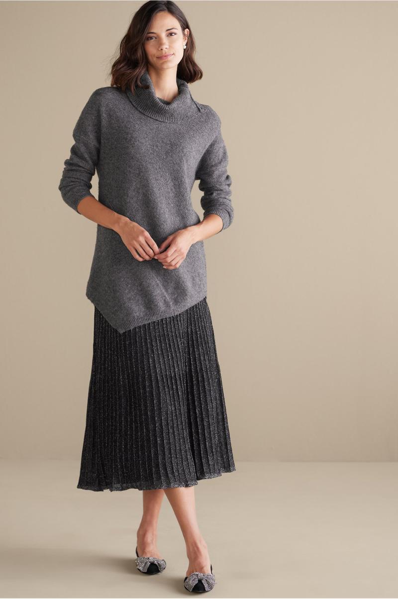 Cut-Price Women Soft Surroundings Tops Dark Grey Heather Maxine Sweater - 1