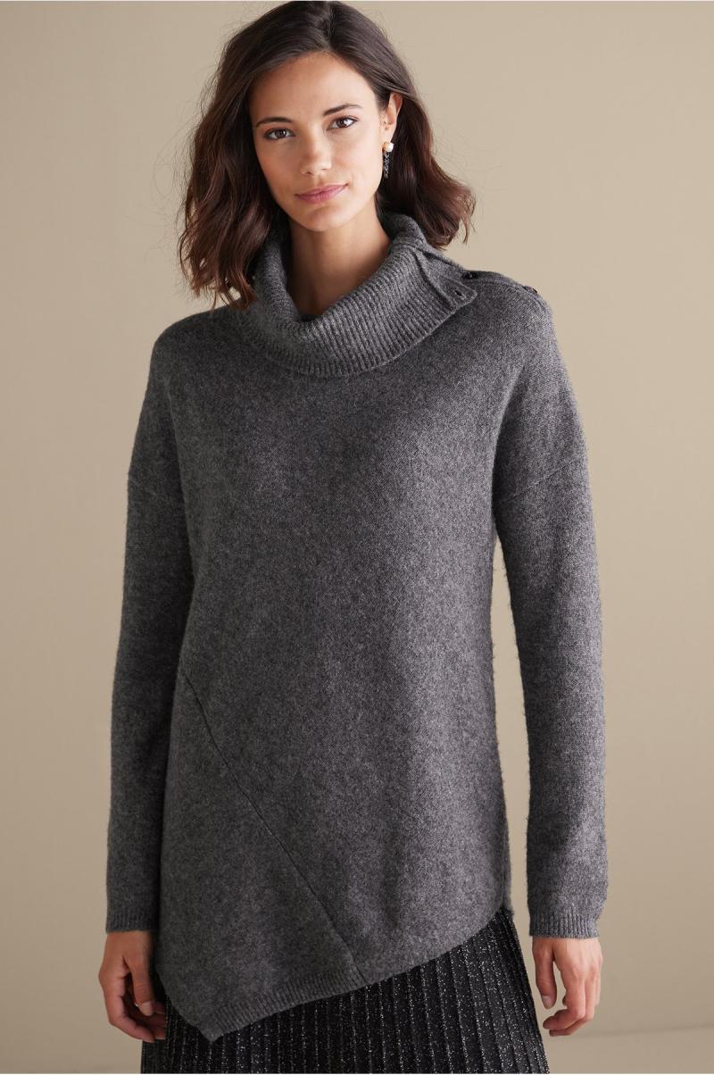 Cut-Price Women Soft Surroundings Tops Dark Grey Heather Maxine Sweater