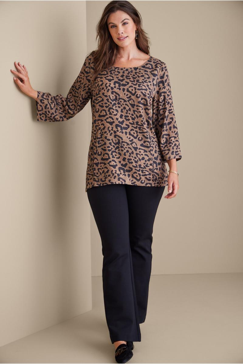 Women Leopard Elegant Tops Raelynn Lyocell Pullover Soft Surroundings - 1