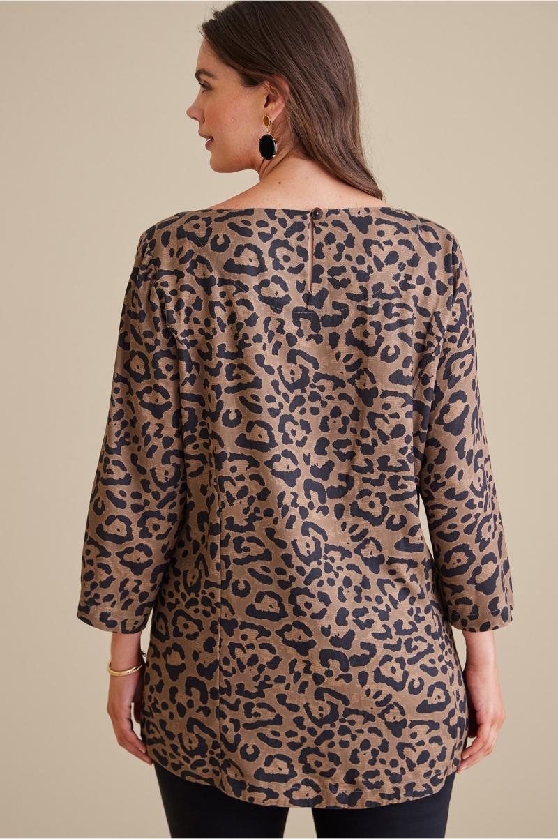 Women Leopard Elegant Tops Raelynn Lyocell Pullover Soft Surroundings - 2