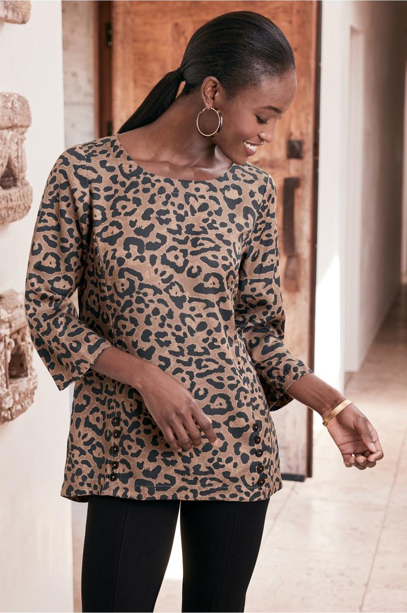 Women Leopard Elegant Tops Raelynn Lyocell Pullover Soft Surroundings - 3