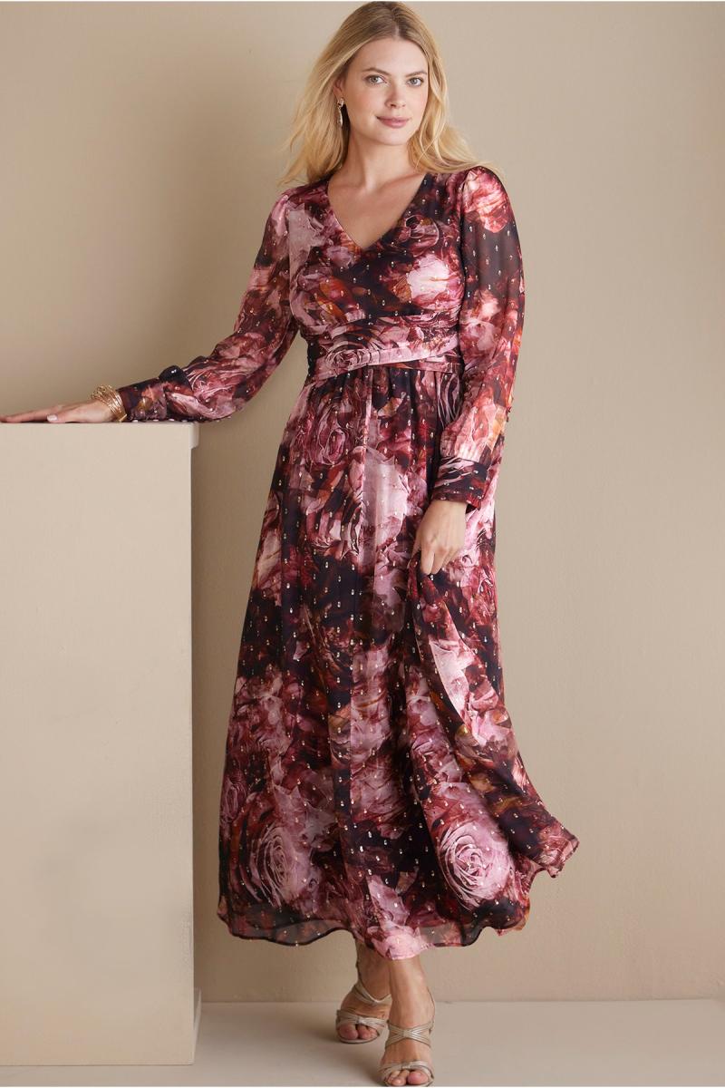 Multi Floral Soft Surroundings Women Dresses Rina Silk Dress Customized - 1