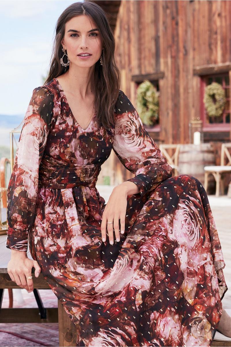 Multi Floral Soft Surroundings Women Dresses Rina Silk Dress Customized - 3