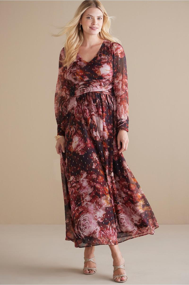 Multi Floral Soft Surroundings Women Dresses Rina Silk Dress Customized