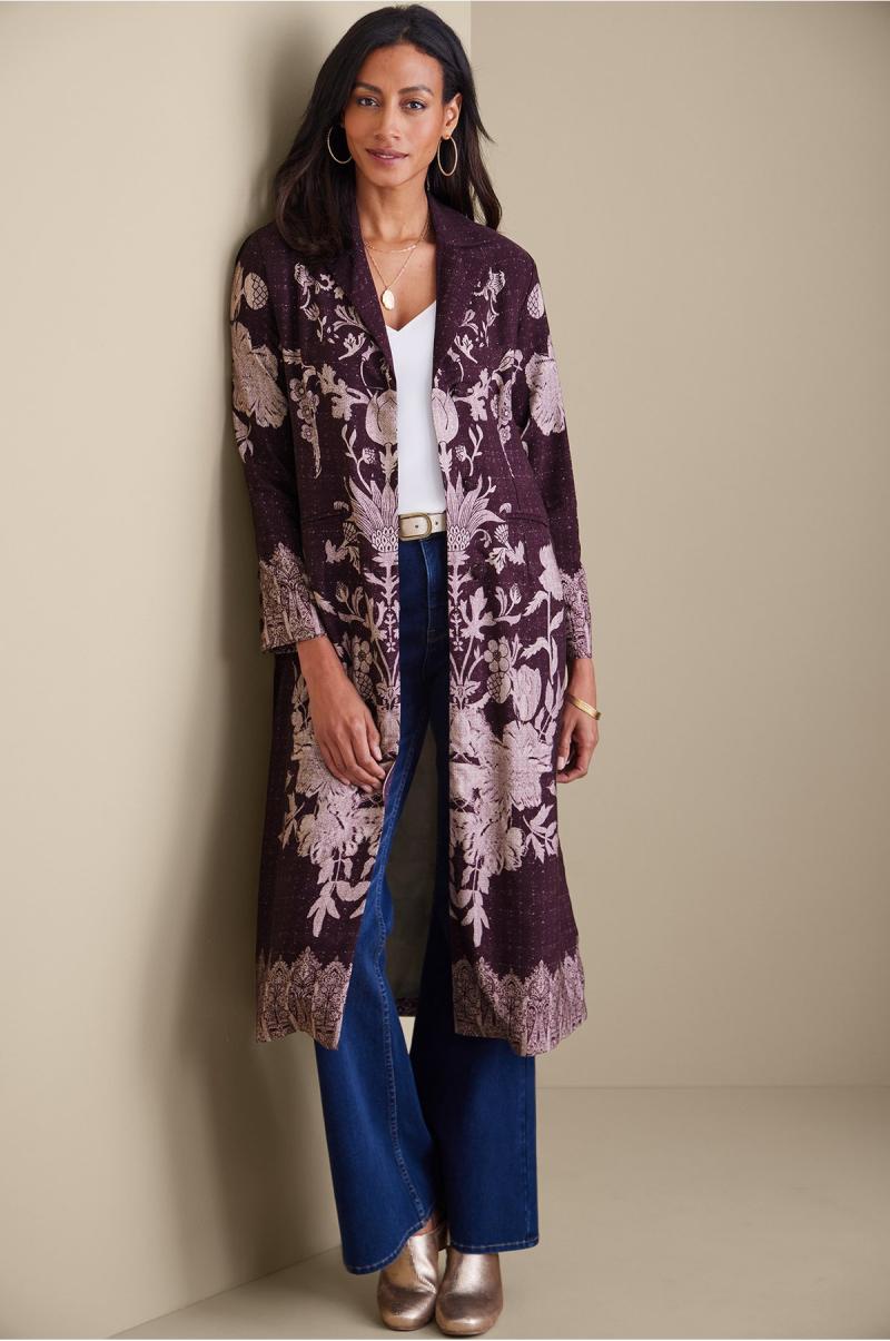 Jackets & Coats Women Soft Surroundings Purple Wine Versatile Masterpiece Duster - 1