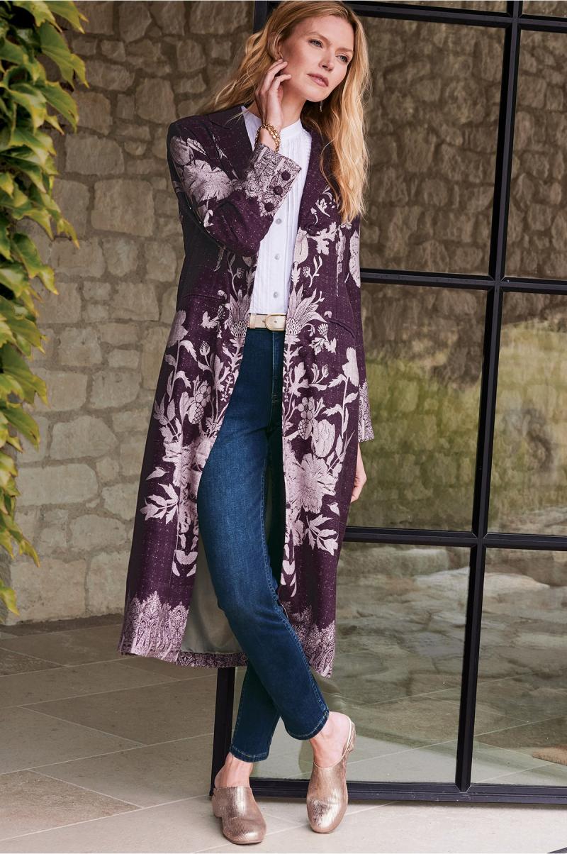 Jackets & Coats Women Soft Surroundings Purple Wine Versatile Masterpiece Duster - 3