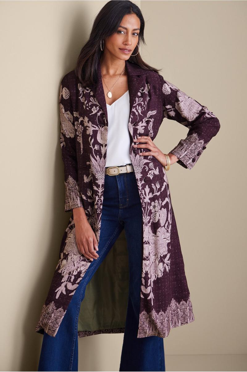 Jackets & Coats Women Soft Surroundings Purple Wine Versatile Masterpiece Duster