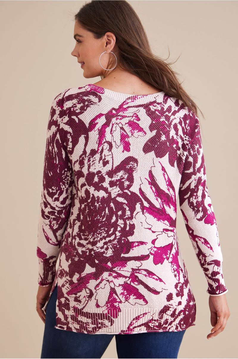 Purple Floral Tailored Feminine Details Redefined Marin Sweater Women Soft Surroundings - 2