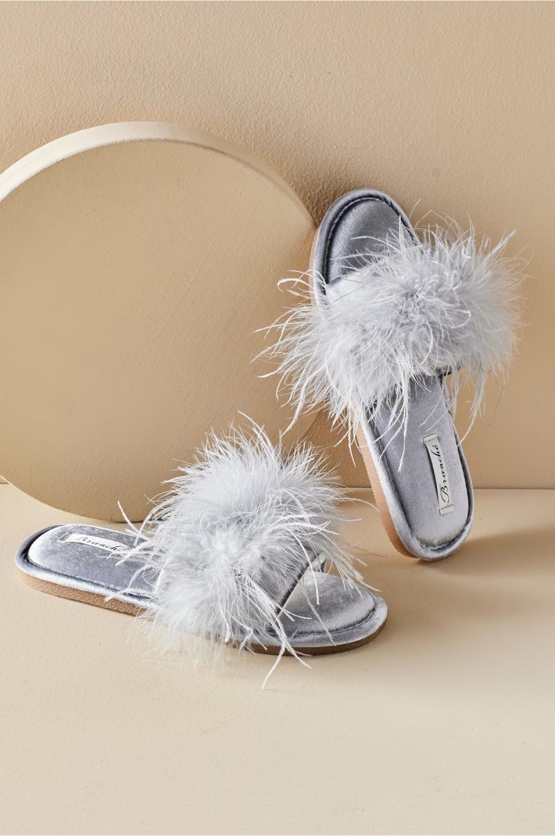 Branche Kiki Feather Slipper Silver Women Shoes Price Meltdown Soft Surroundings
