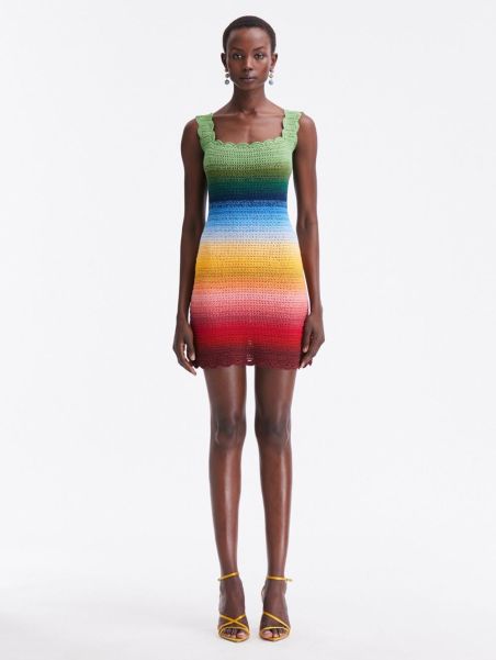 Rainbow Ombré Crochet Dress Dresses Oscar De La Renta Women
