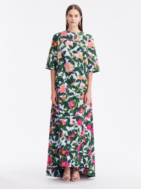 Watteau Back Camellia Cotton Poplin Maxi Dress Dresses Oscar De La Renta Women