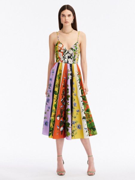 Oscar De La Renta Dresses Women Botanical Stripe Cotton Poplin Tank Dress