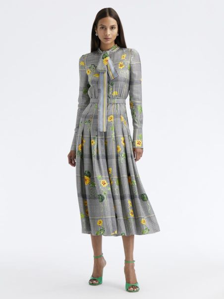Nasturtium Plaid Silk Twill Dress Dresses Oscar De La Renta Women