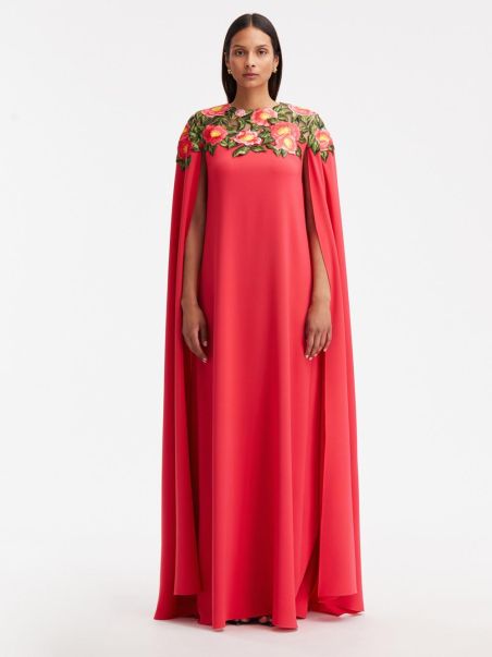 Oscar De La Renta Camellia Threadwork Illusion Neck Caftan Gowns & Caftans Women