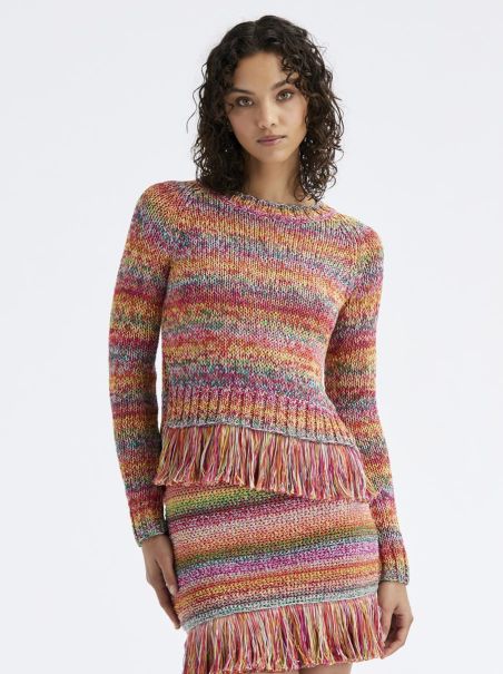 Hand Crocheted Multicolor Pullover Women Oscar De La Renta Blouses & Knits
