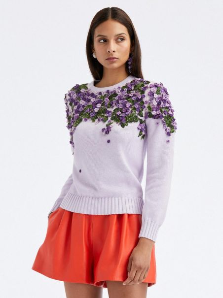 Degradé Lilac Threadwork Pullover Blouses & Knits Women Oscar De La Renta