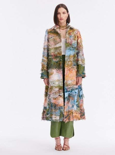 Abstract Landscape Fil Coupé Coat Jackets & Coats Women Oscar De La Renta