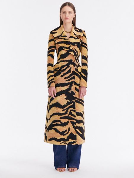 Chenille Tiger Jacquard Coat Jackets & Coats Oscar De La Renta Women
