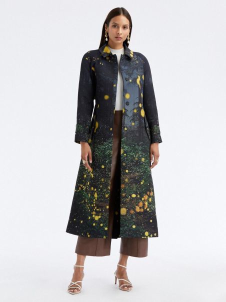 Oscar De La Renta Firefly Faille Trench Coat Jackets & Coats Women