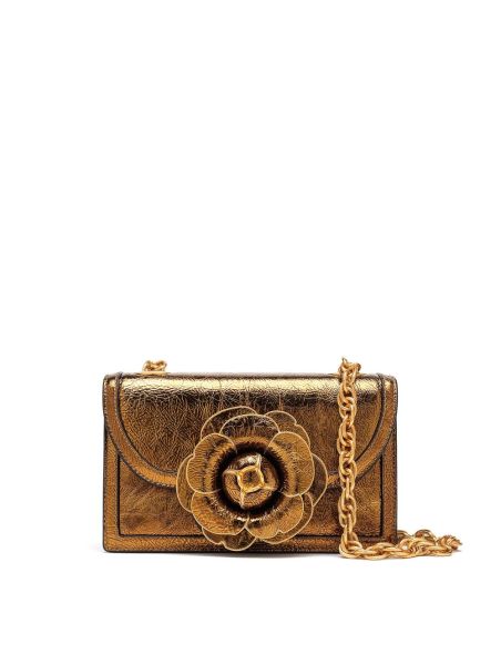 Women Crinkle Metallic Tro Bag Oscar De La Renta Handbags