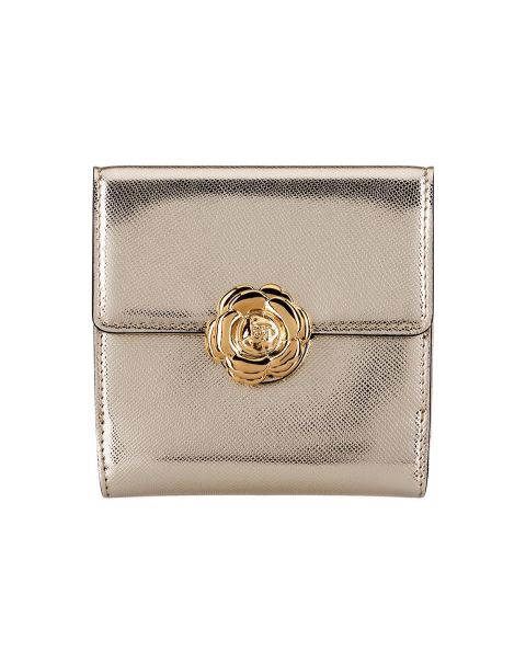 Light Gold French Wallet Women Oscar De La Renta Small Leather Goods