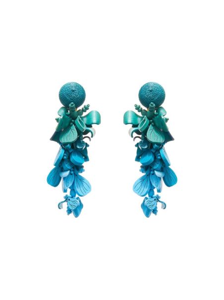 Women Wooden Flower Cluster Earrings Earrings Oscar De La Renta