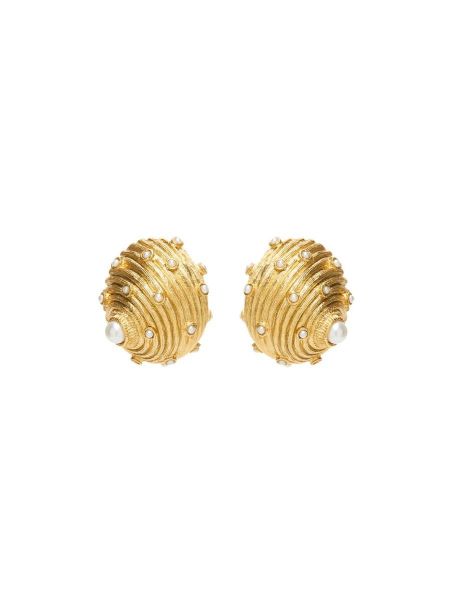 Oscar De La Renta Women Dotted Shell Pearl Clip-On Earrings Earrings