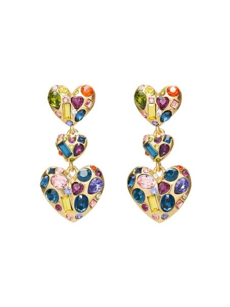 Gemstone Heart Chandelier Earrings Women Oscar De La Renta Earrings
