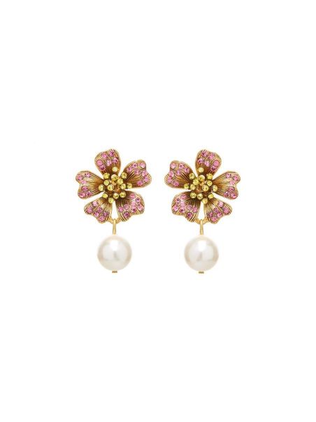 Oscar De La Renta Earrings Dotted Petal Pearl Drop Earrings Women