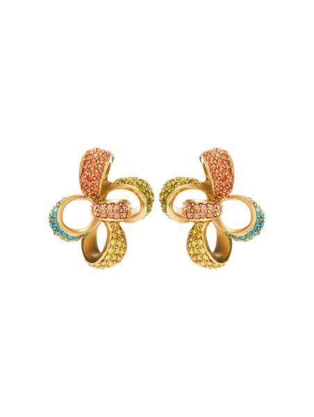 Women Oscar De La Renta Large Crystal Clover Clip-On Earrings Earrings