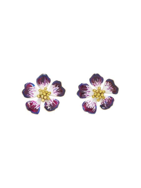 Women Earrings Large Hand-Painted Flower Earrings Oscar De La Renta