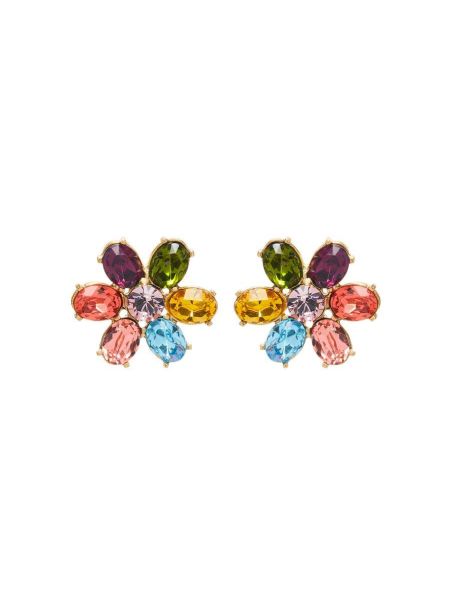 Multi Floral Crystal Earrings Oscar De La Renta Women Earrings