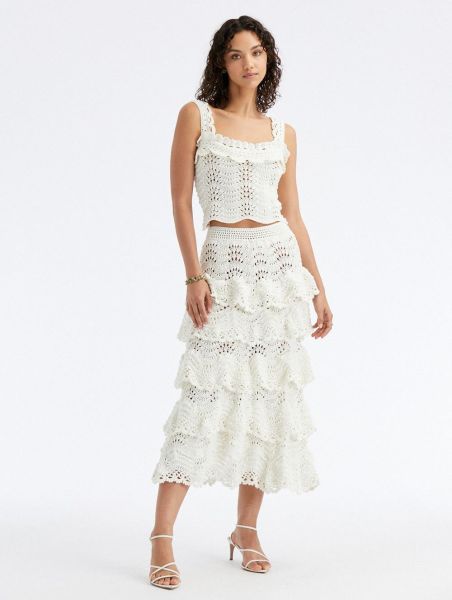 Oscar De La Renta Hand Crocheted Scallop Tiered Skirt Women For The Bride