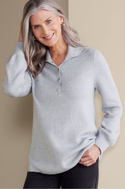 Tops Soft Surroundings Women Medium Grey Heather Distinct Meria Sweater Tunic