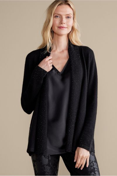 Black Soft Surroundings Tops Women Celeste Cashmere Cardigan Fashionable
