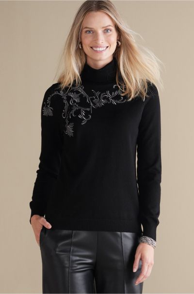Genevieve Turtleneck Sweater Tops Fashionable Black Women Soft Surroundings
