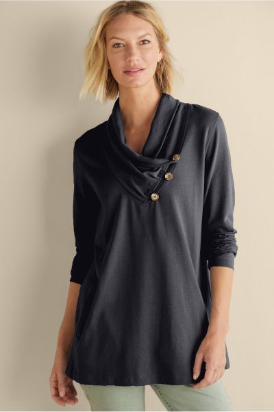 Women Tops Westminster Tunic Sweatshirt Black Price Drop Soft Surroundings