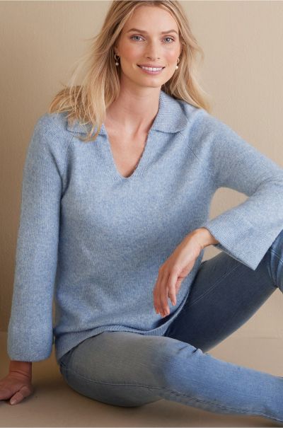 Soft Surroundings Light Heather Grey Tops Alice Sweater Women Early Bird