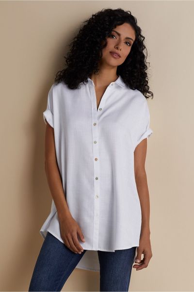 Je Veux Tencel Shirt Women Popular Soft Surroundings Tops White