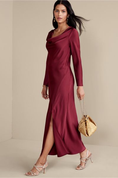 Solange Satin Dress Cabernet Women Dresses Soft Surroundings 2024