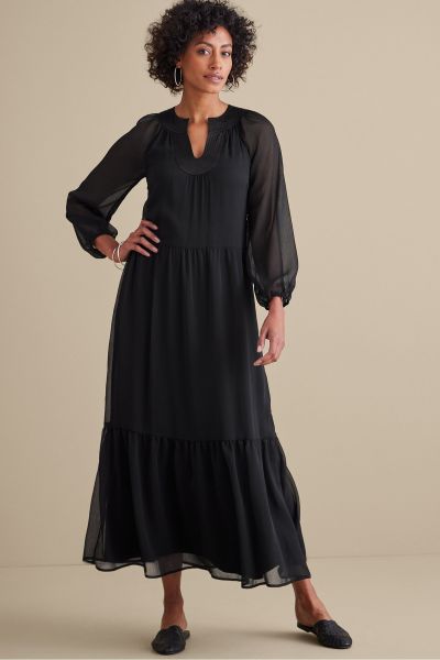 Soft Surroundings Black Women Olga Dress Expert Dresses