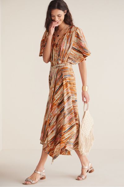 Soft Surroundings Painted Stripe Women Guaranteed Dresses Petites Cyra Dress