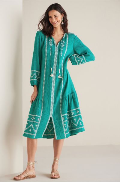 Discount Dresses Tropical Green Women Soft Surroundings Petites Jolie Dress