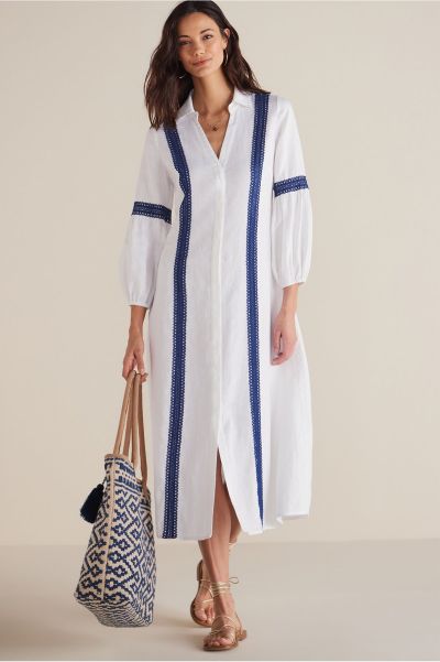 Soft Surroundings Reduced Women Petites Ravenna Linen Dress Dresses White